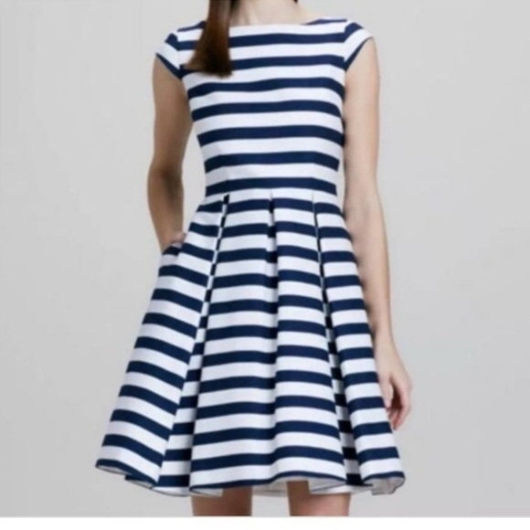 Kate Spade Blue Hyacinth Stripe Cap Sleeve Mariella Dress Size 2 - Picture 4 of 11